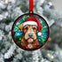Airedale Terrier in Santa Hat Suncatcher Decoration